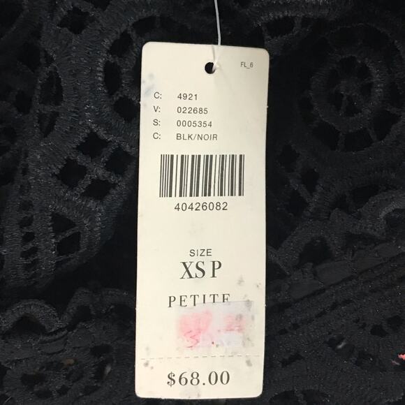 Deletta Black Crochet Boho Knit Top XS Petite NWT - Picture 6 of 8